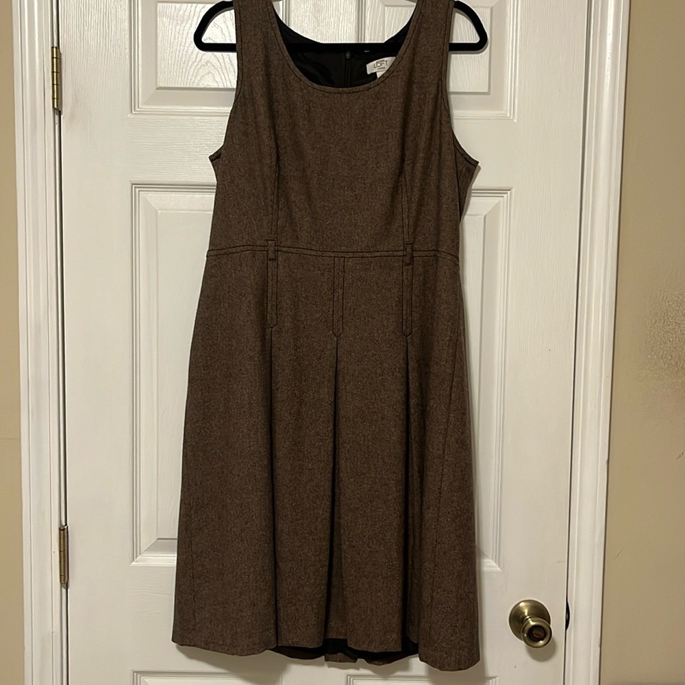 Loft Herringbone wool blend jumper brown Petite 14